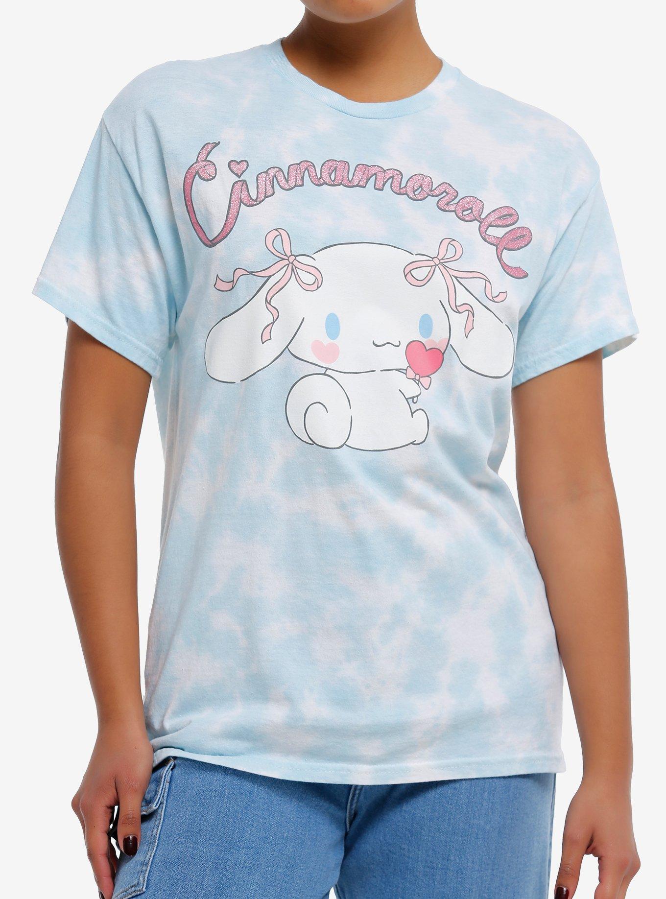 Cinnamoroll Ribbon Glitter Tie-Dye Boyfriend Fit Girls T-Shirt