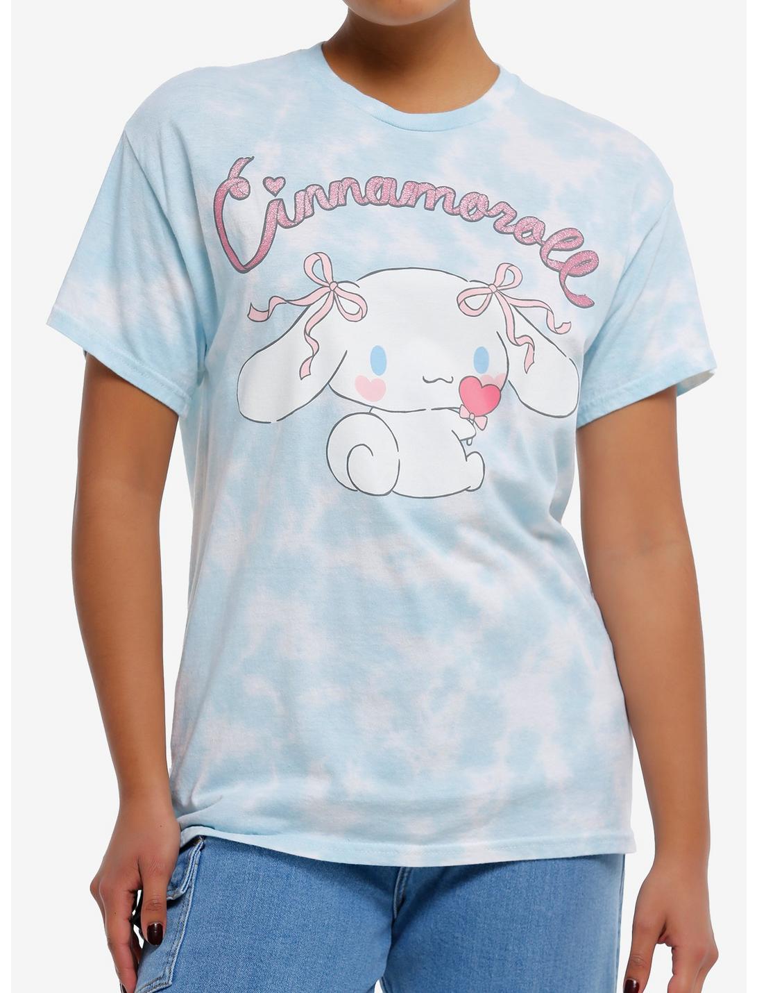 Cinnamoroll Ribbon Glitter Tie-Dye Boyfriend Fit Girls T-Shirt, MULTI, hi-res