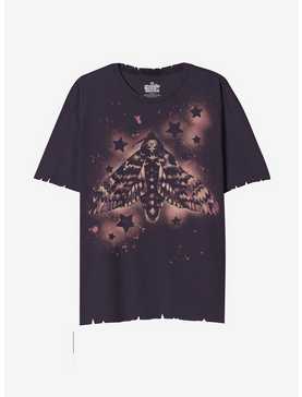 Death's-Head Moth & Stars Destructed Boyfriend Fit Girls T-Shirt, , hi-res