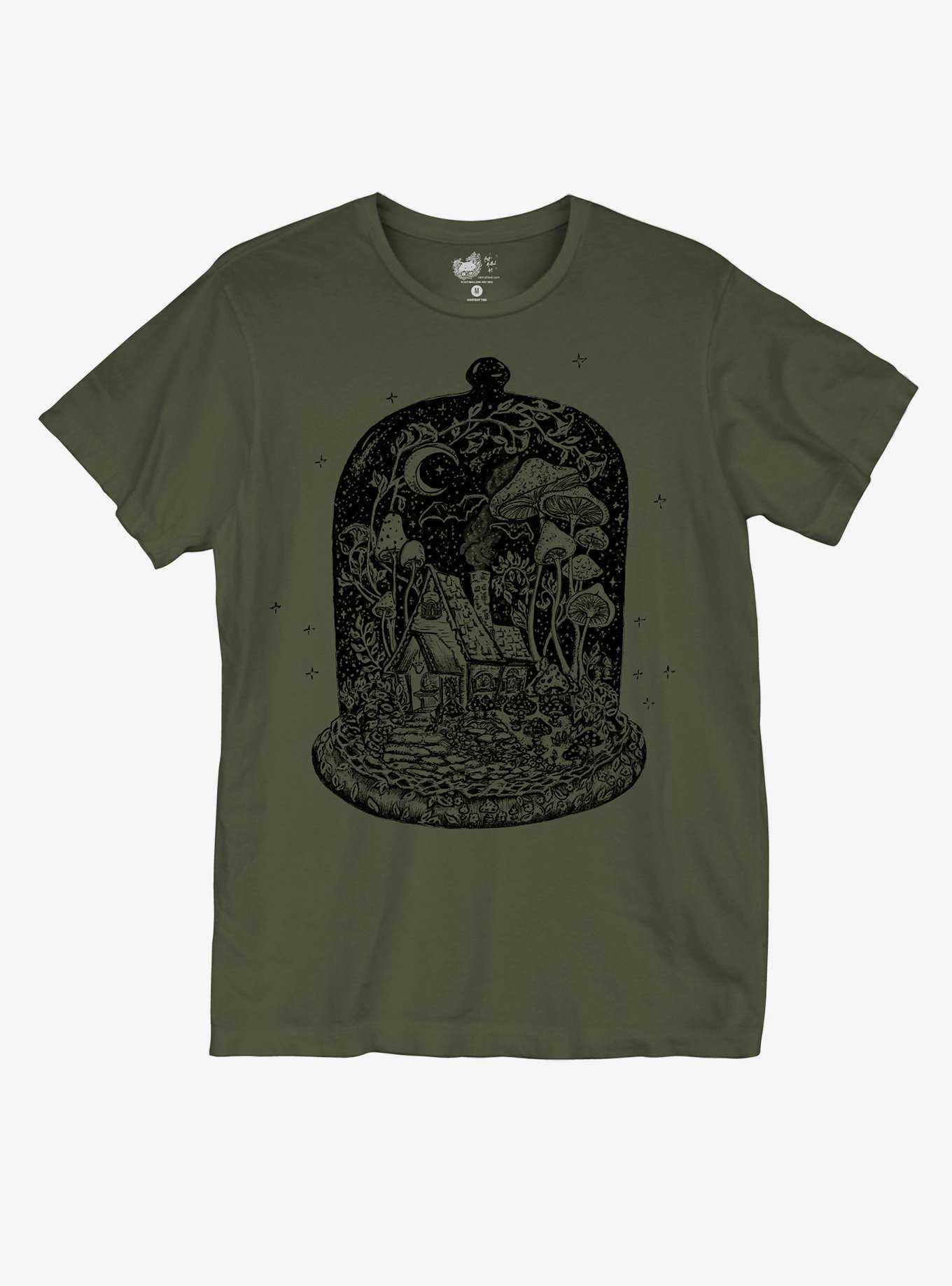 Dark Cottage Terrarium Boyfriend Fit Girls T-Shirt By Cat Mallard, , hi-res