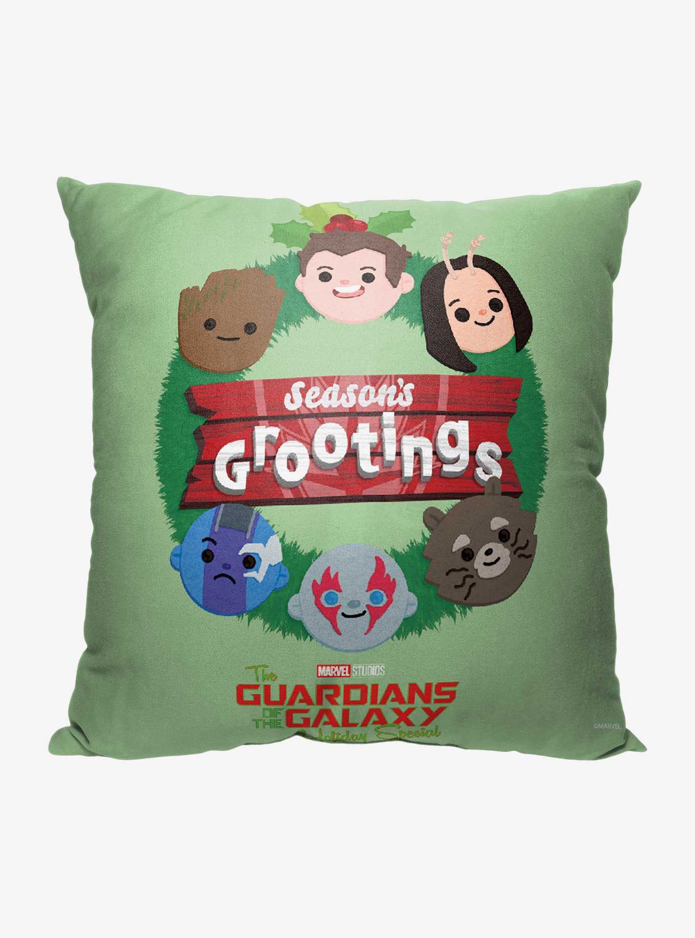 Marvel Guardians Of The Galaxy Seasons Grootings Wreath Printed Throw Pillow, , hi-res