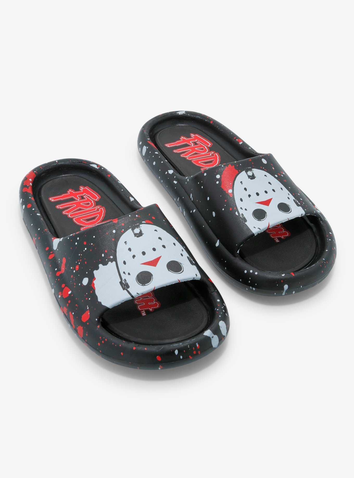 Friday The 13th Jason Mask Slide Sandals, , hi-res