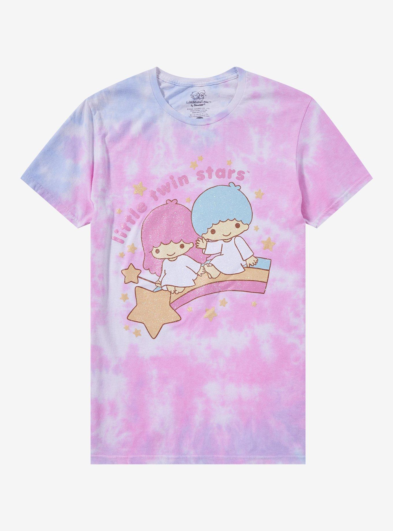 Little Twin Stars Glitter Tie-Dye Boyfriend Fit Girls T-Shirt