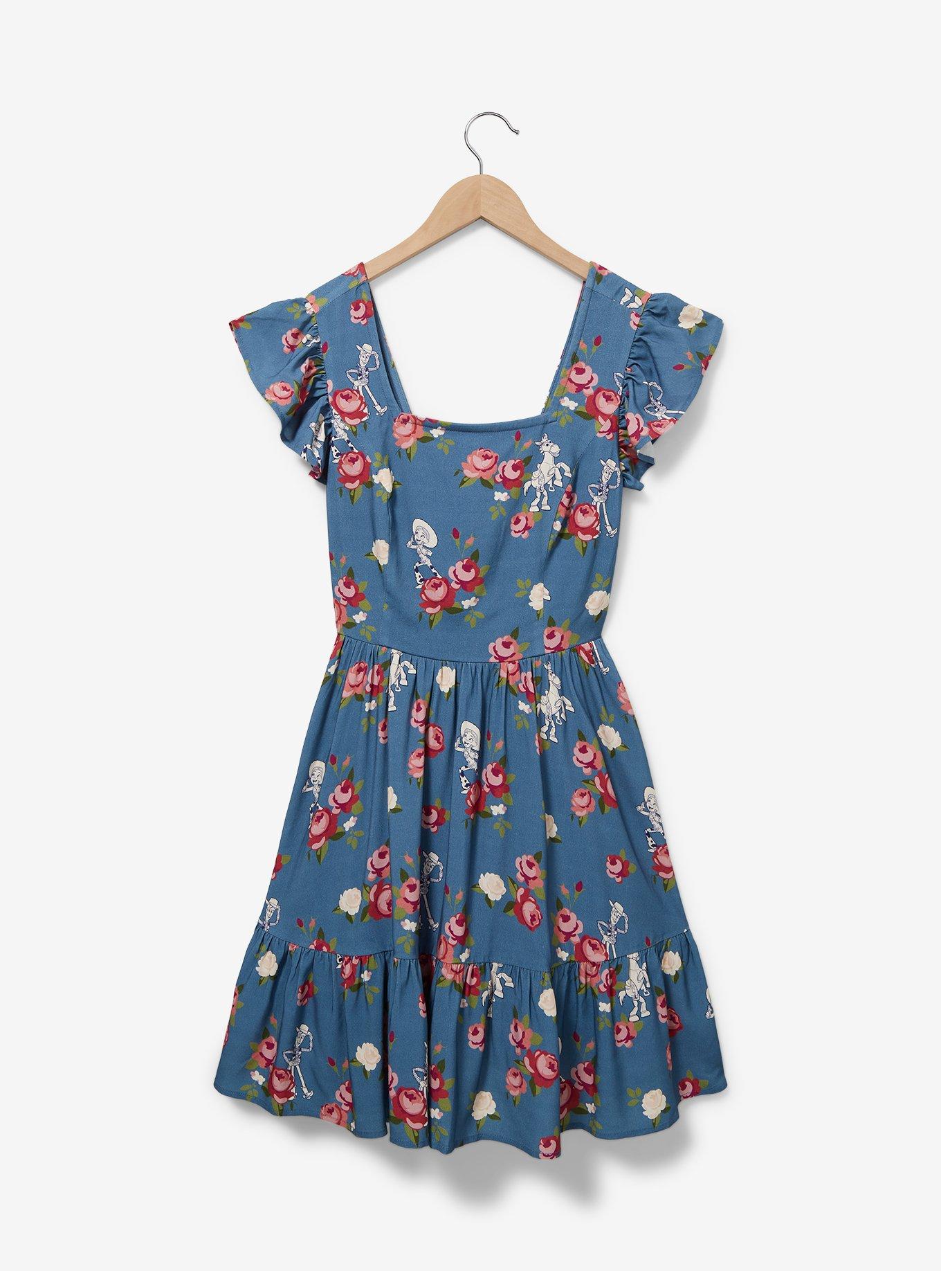 Her Universe Disney Pixar Toy Story Woody's Roundup Floral Tie-Back Dress — BoxLunch Exclusive, NAVY, hi-res