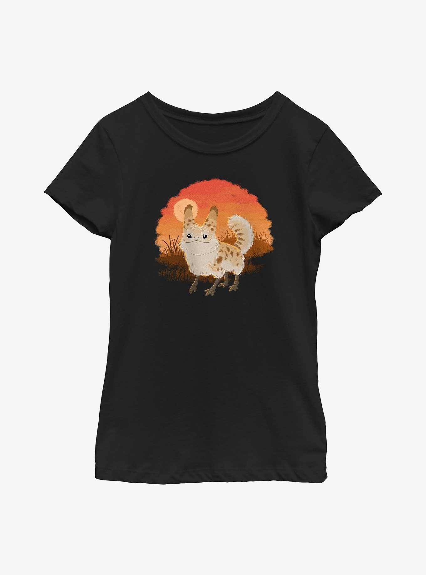 Star Wars Ahsoka Fluffy Loth-Cat Sunset Girls Youth T-Shirt, BLACK, hi-res