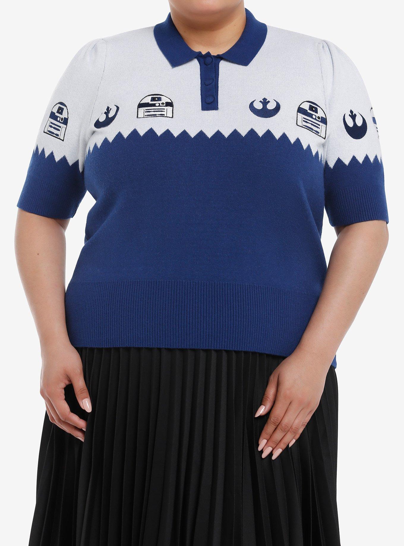 Her Universe Star Wars Rebel Droid Sweater Top Plus Size Her Universe Exclusive, BLUE  WHITE, hi-res