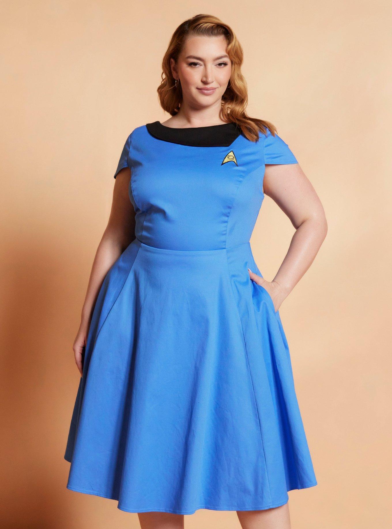 Her Universe Star Trek Blue Uniform Retro Dress Plus Size Her Universe Exclusive, BLUE, hi-res
