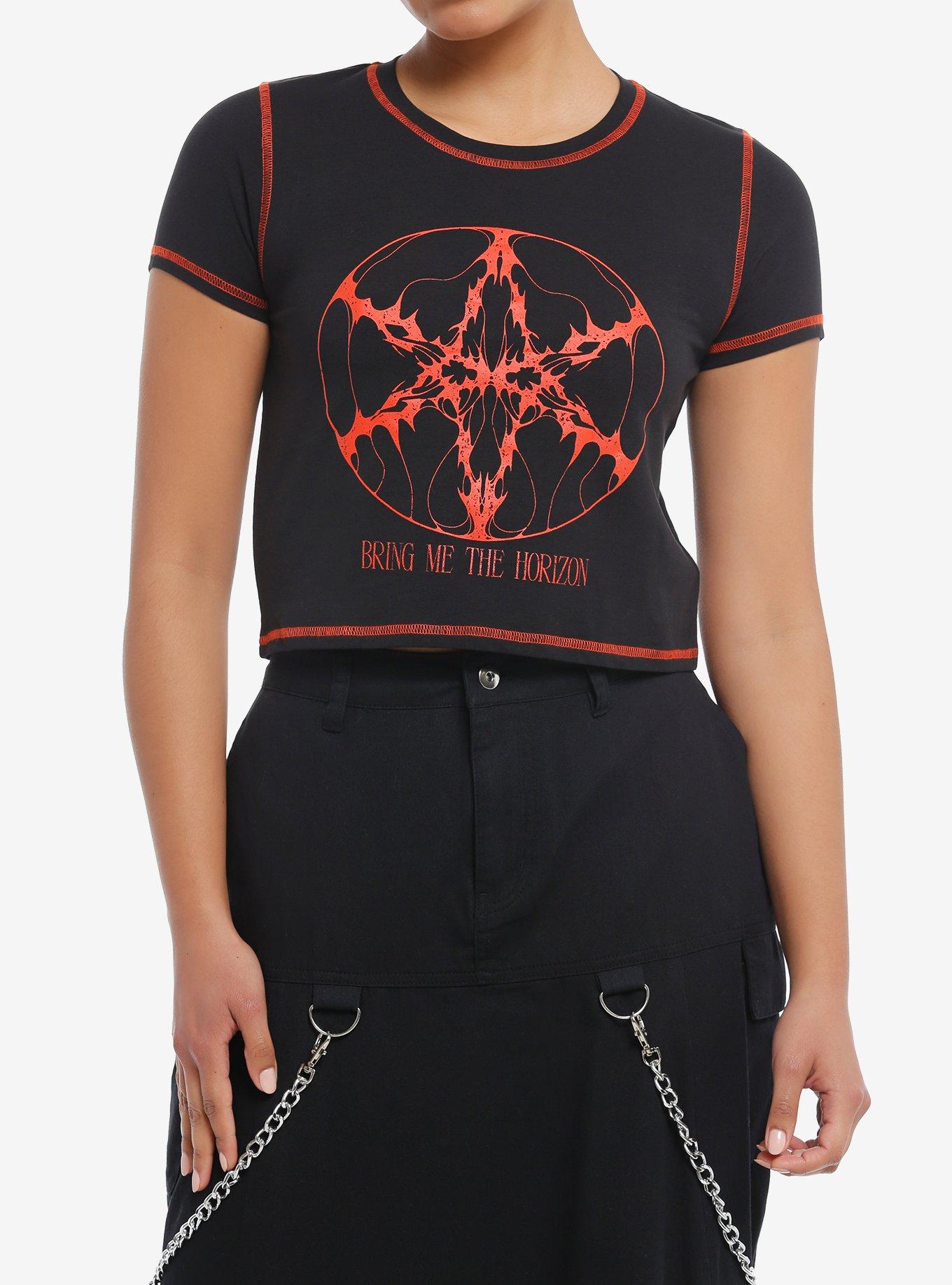 Bring Me The Horizon Contrast Stitch Girls Baby T-Shirt, BLACK, hi-res