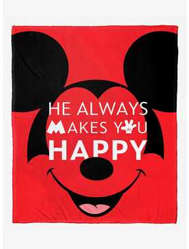 Disney100 Mickey Mouse He Makes You Happy Silk Touch Throw, , hi-res