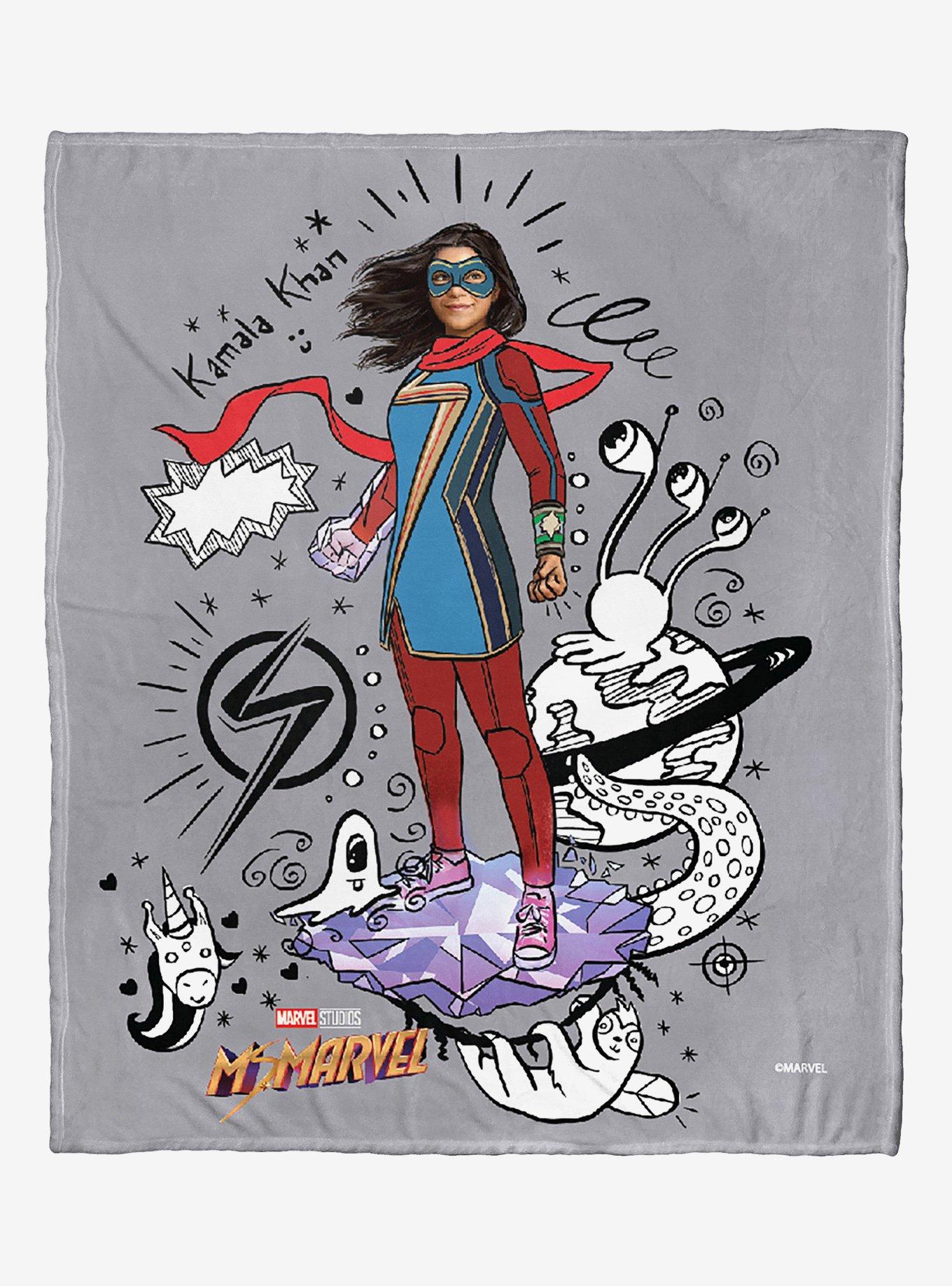 Marvel Ms Marvel Doodle World Silk Touch Throw Blanket, , hi-res