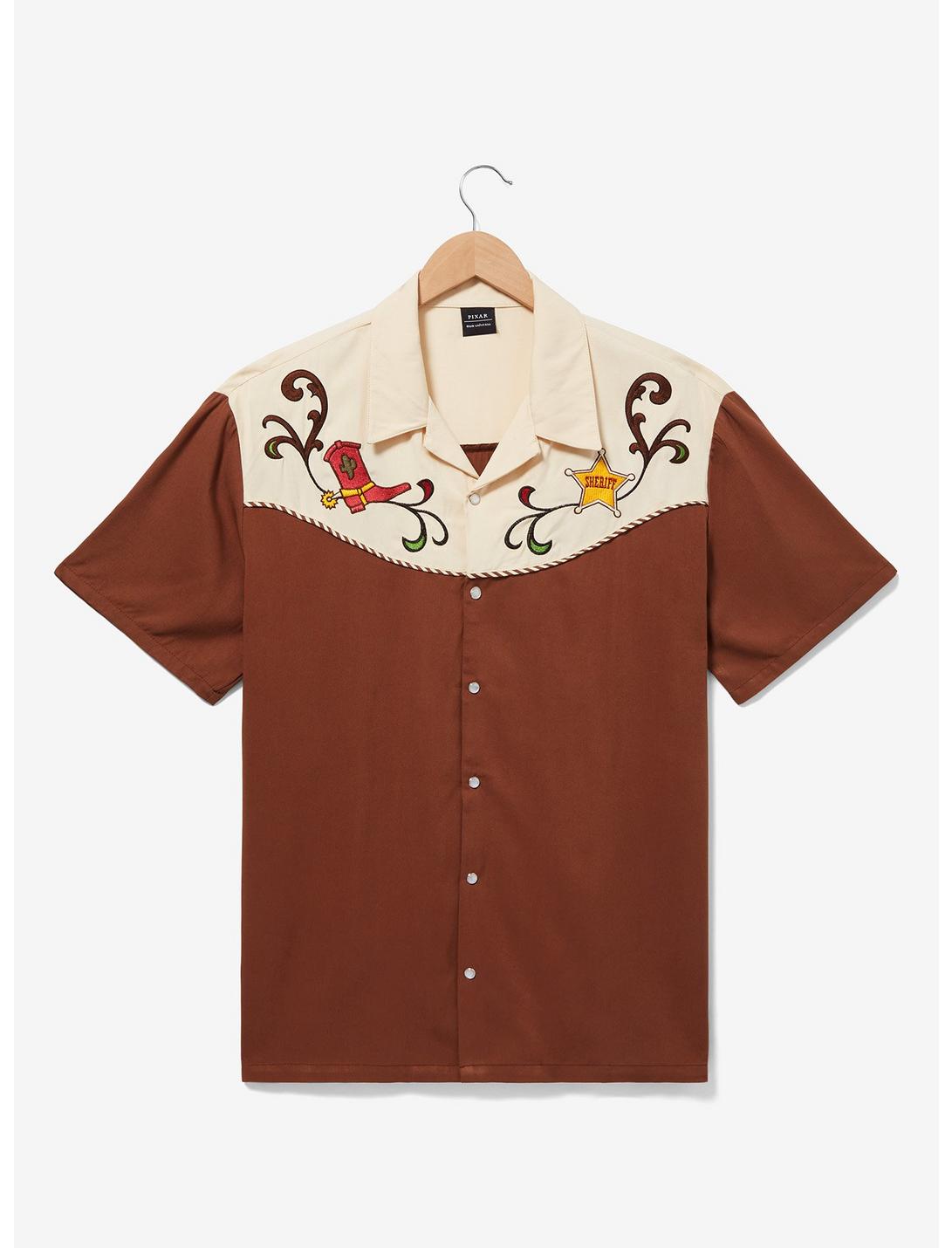 Disney Pixar Toy Story Sheriff Woody Western Button-Up - BoxLunch Exclusive, BROWN  SAND, hi-res