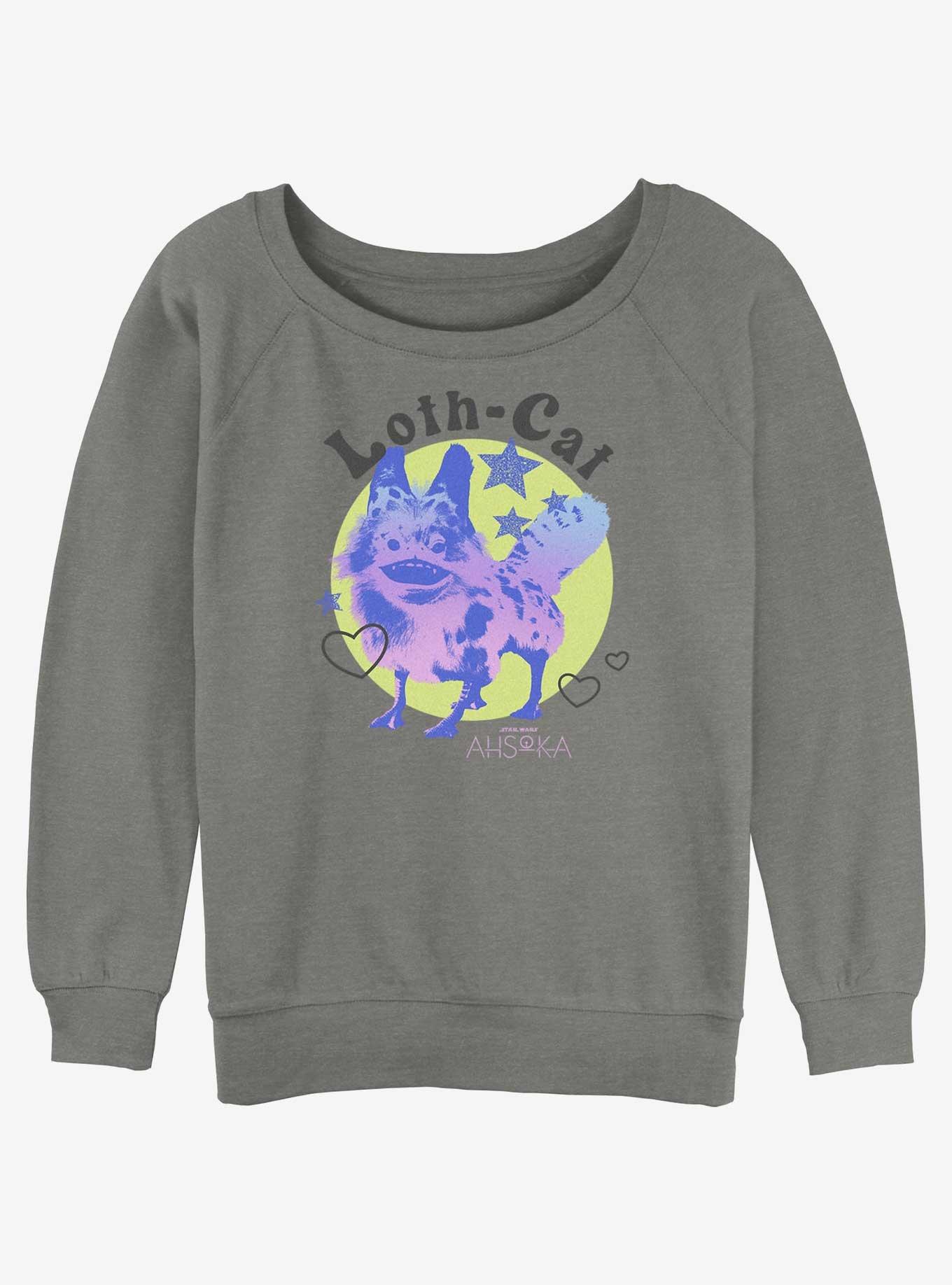 Star Wars Ahsoka Loth-Cat Cuteness Girls Slouchy Sweatshirt, GRAY HTR, hi-res