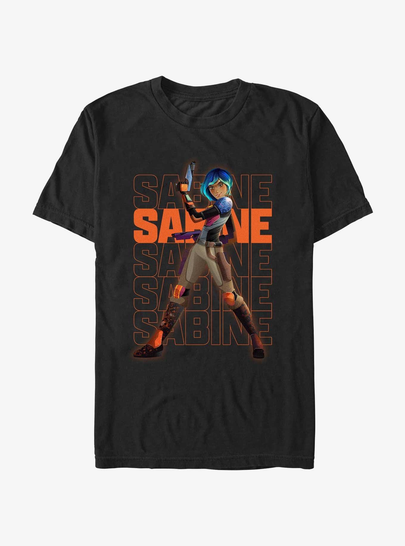 Star Wars: Forces of Destiny Sabine Text Stack T-Shirt, BLACK, hi-res