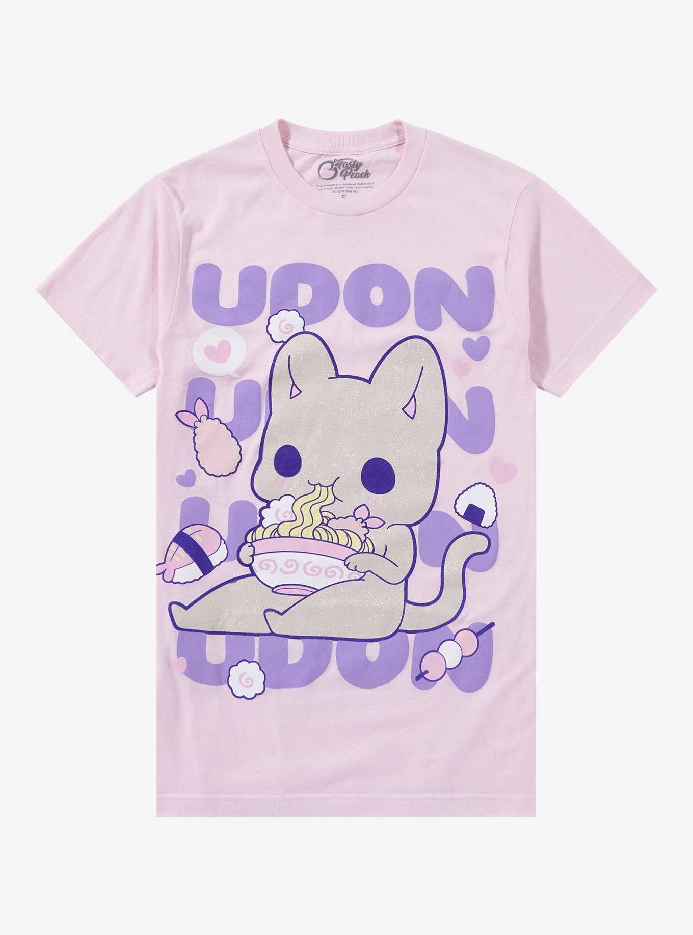 Tasty Peach Udon Glitter Boyfriend Fit Girls T-Shirt, , hi-res