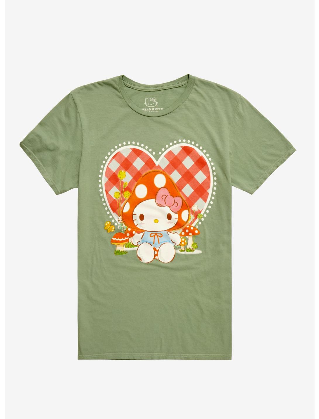 Hello Kitty Mushroom Hat Heart Boyfriend Fit Girls T-Shirt, MULTI, hi-res