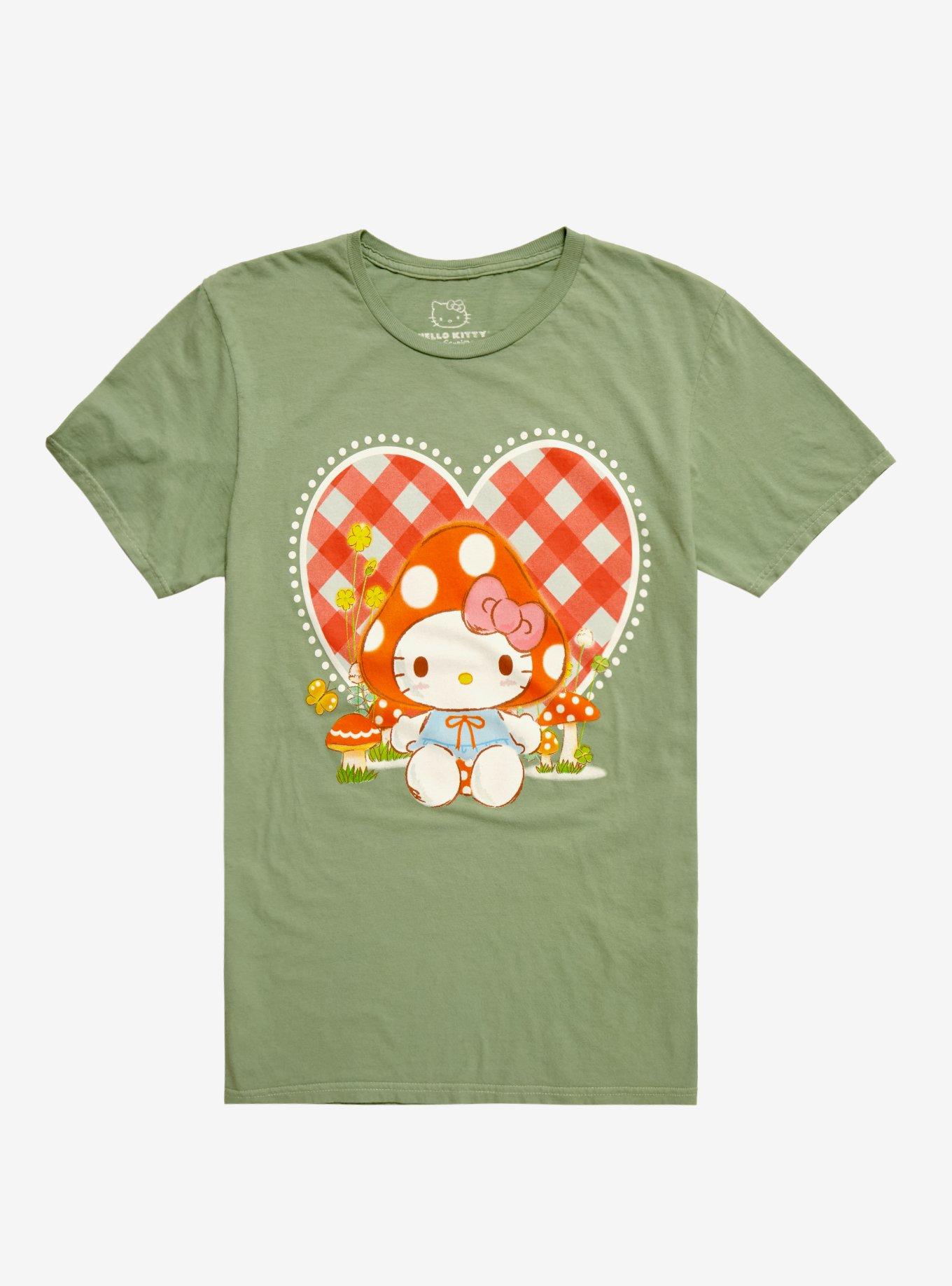 Hello Kitty Mushroom Hat Heart Boyfriend Fit Girls T-Shirt, MULTI, hi-res