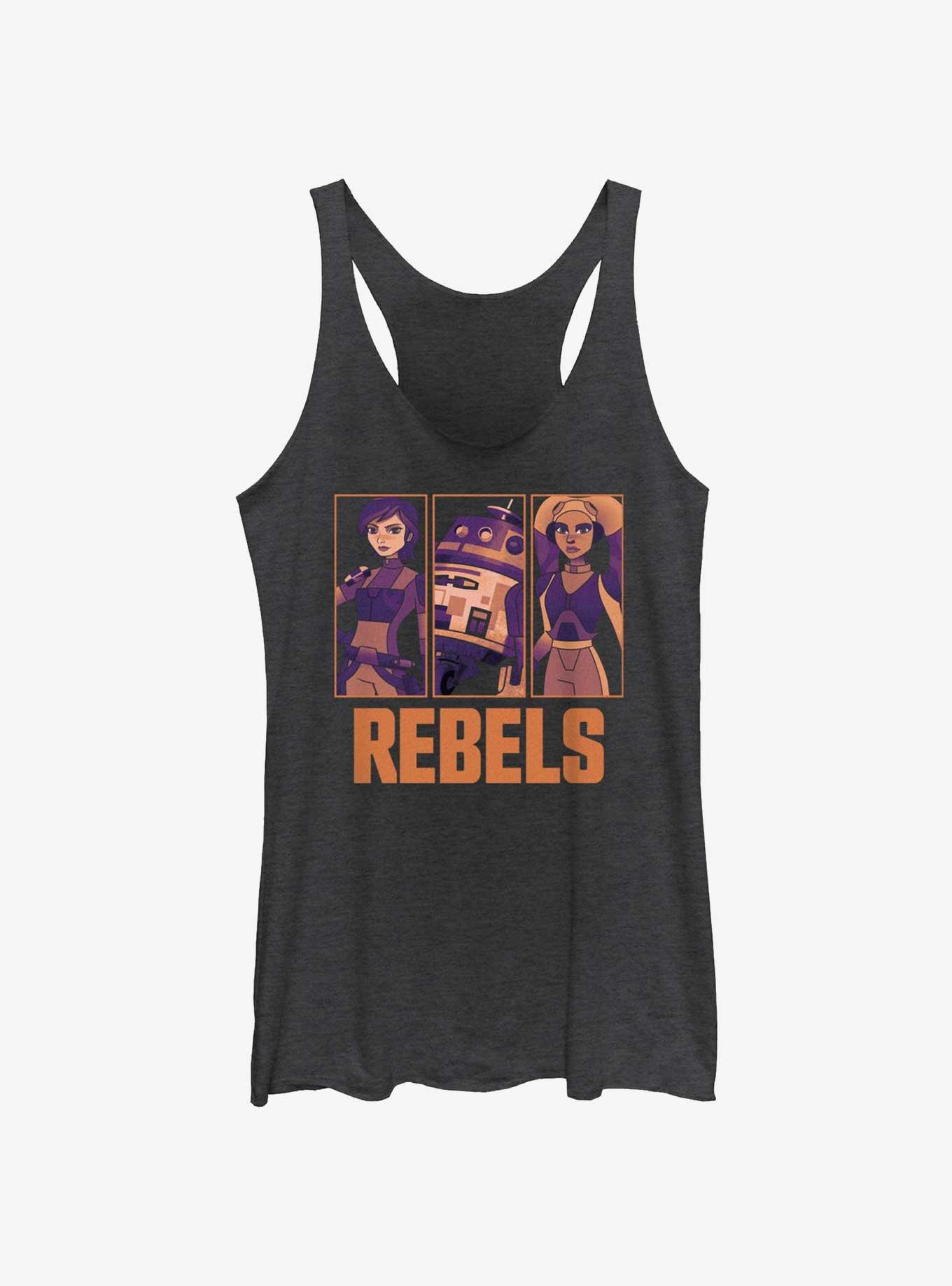 Star Wars: Forces of Destiny Rebels Sabine Chopper and Hera Womens Tank Top, BLK HTR, hi-res