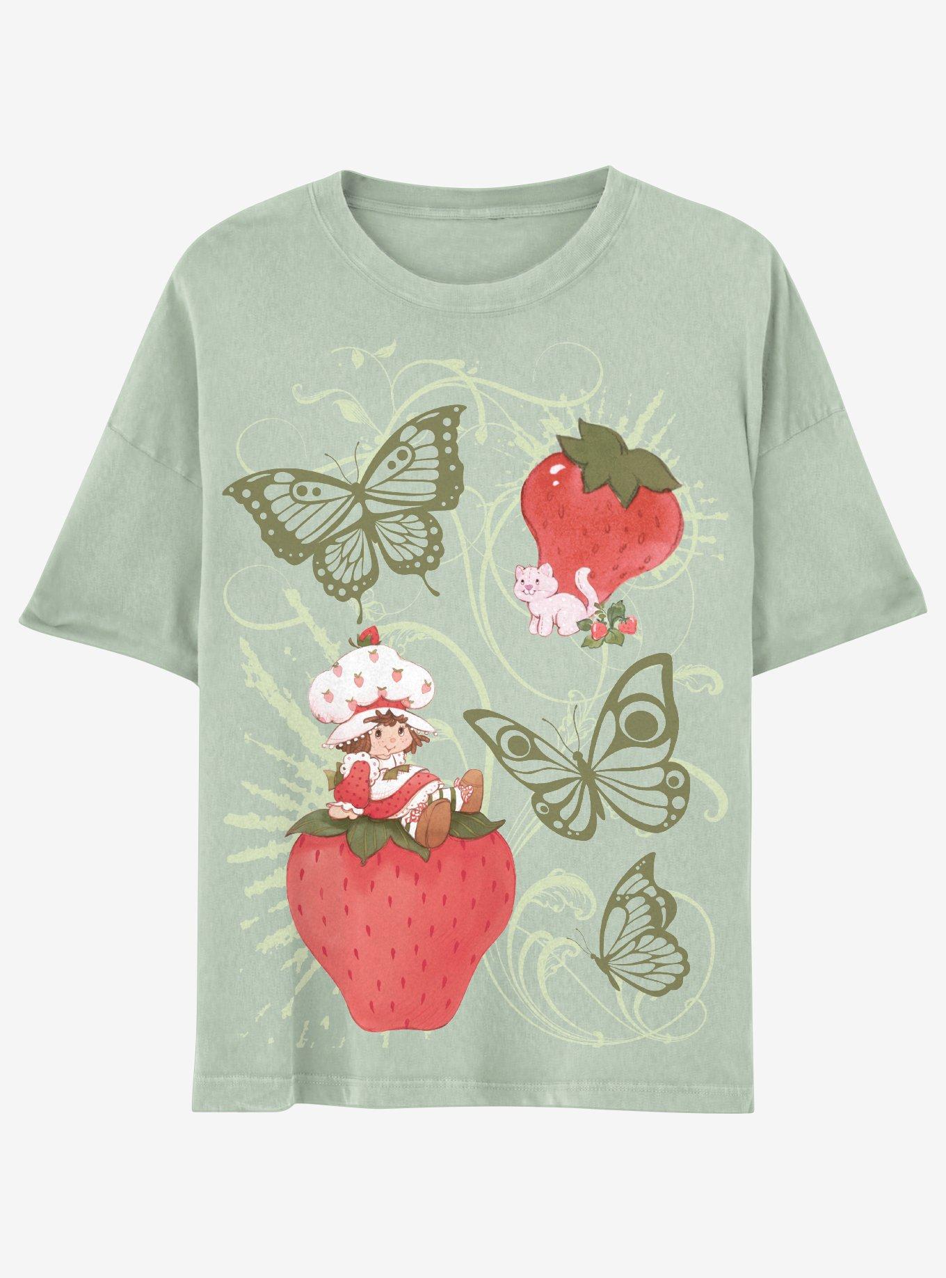 Strawberry Shortcake Green Butterfly Girls Oversized T-Shirt | Hot 