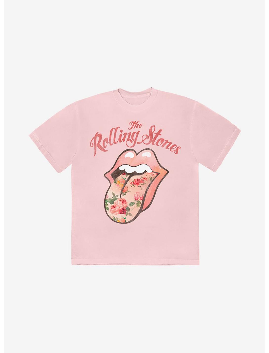 The Rolling Stones Floral Logo Boyfriend Fit Girls T-Shirt, LIGHT PINK, hi-res