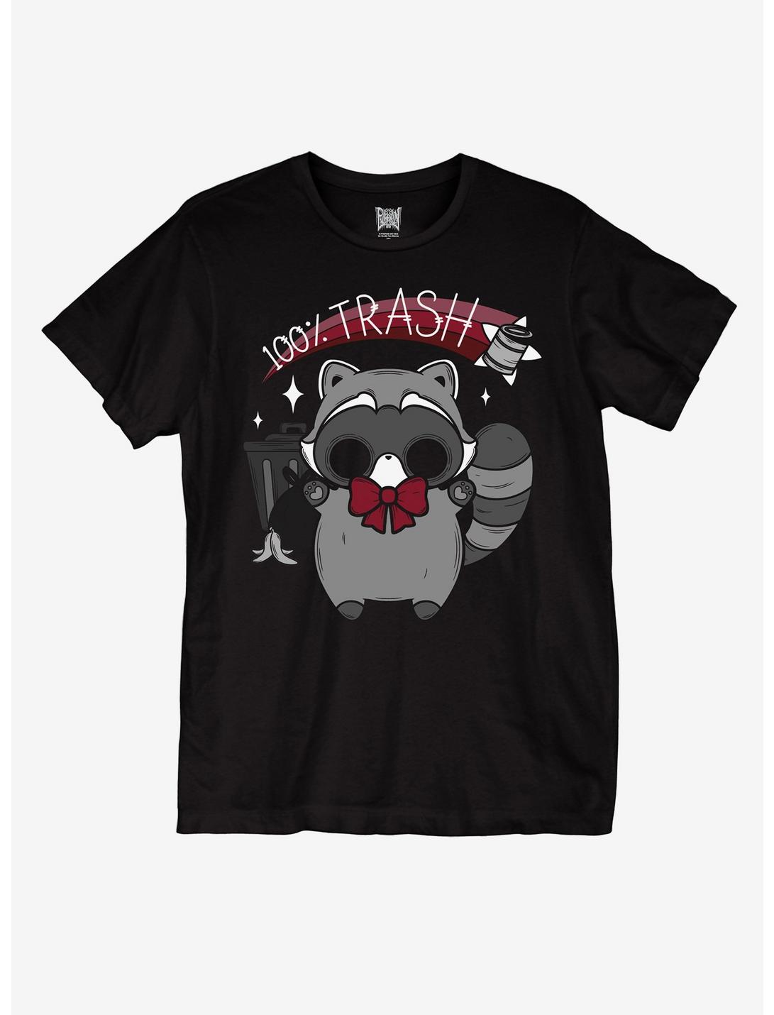 100% Trash Raccoon Boyfriend Fit Girls T-Shirt By Pvmpkin, MULTI, hi-res