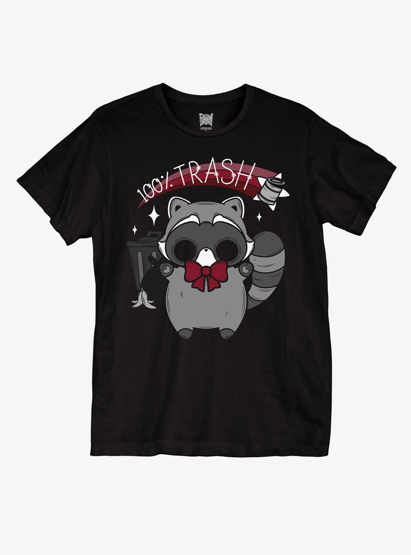 100% Trash Raccoon Boyfriend Fit Girls T-Shirt By Pvmpkin, , hi-res