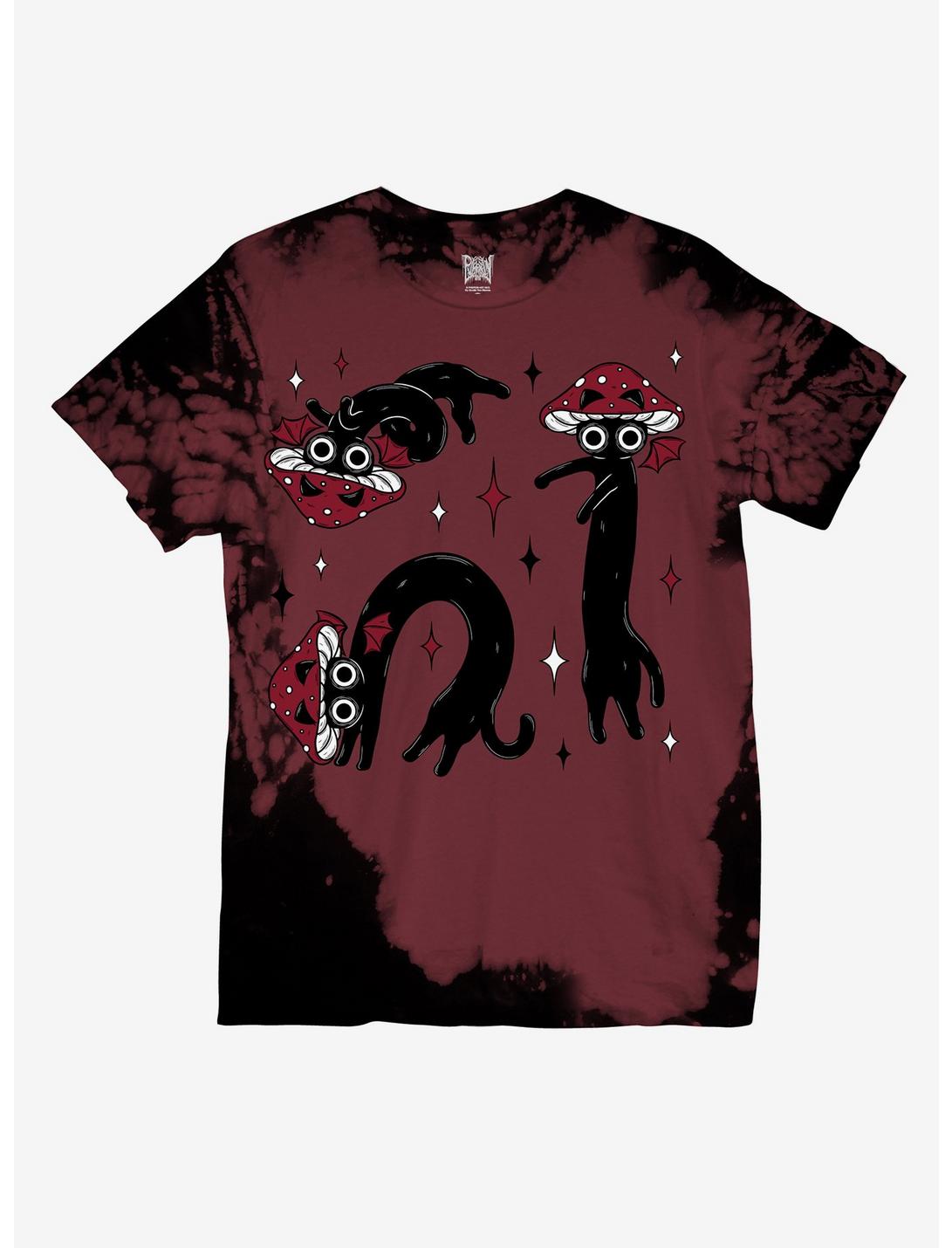 Mushroom Cats Tie-Dye Boyfriend Fit Girls T-Shirt By Pvmpkin, MULTI, hi-res