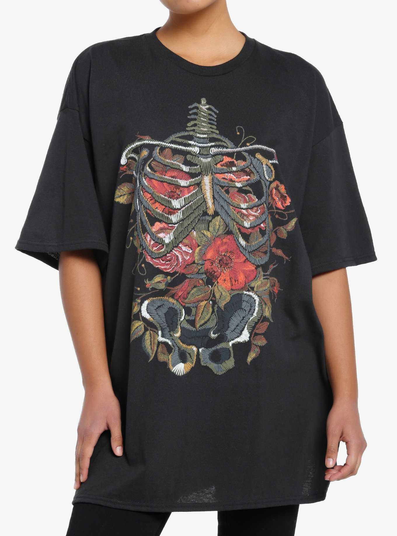 Floral Rib Cage Girls Oversized T-Shirt, , hi-res