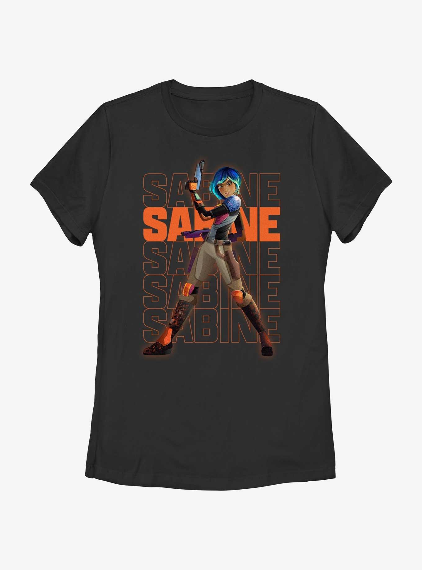 Star Wars: Forces of Destiny Sabine Text Stack Womens T-Shirt, BLACK, hi-res