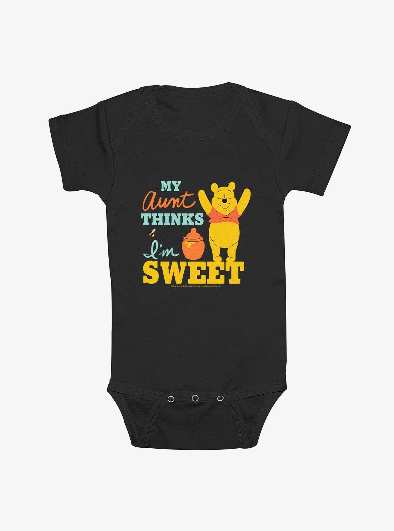 Disney Winnie The Pooh My Aunt Thinks I'm Sweet Infant Bodysuit - BLACK