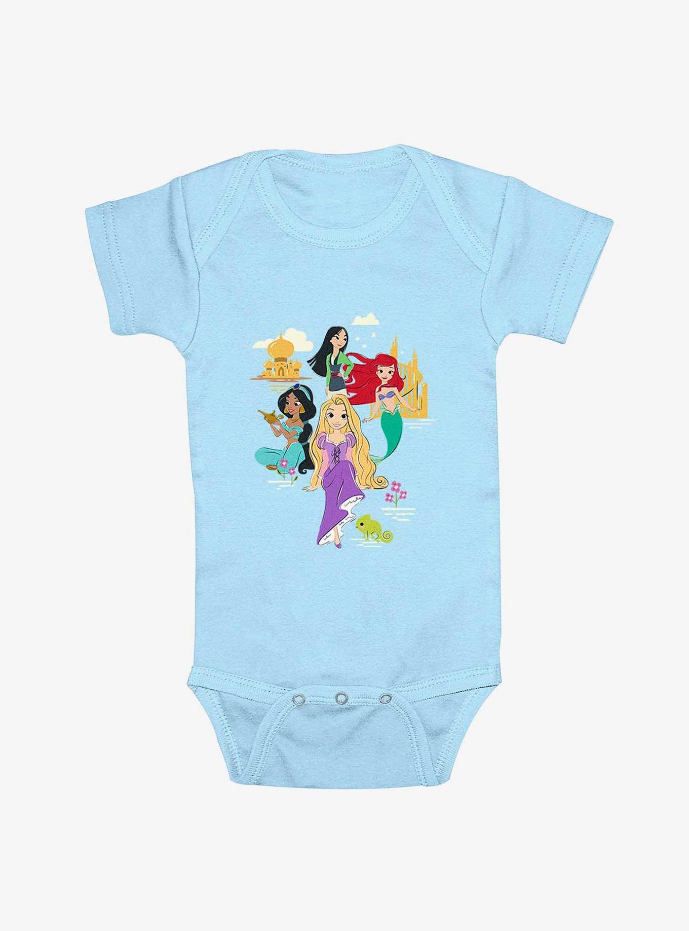 Disney Princesses Mulan Ariel Jasmine & Rapunzel Infant Bodysuit, , hi-res