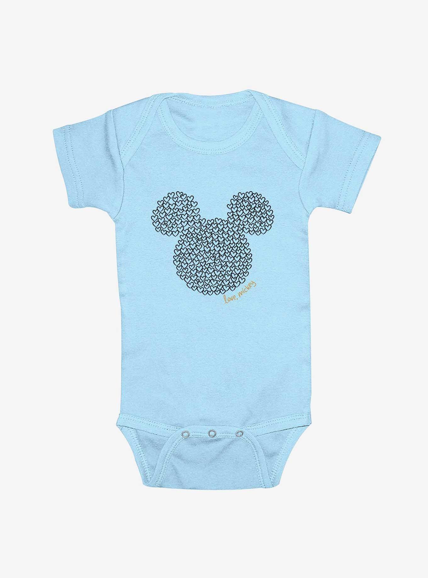 Disney Mickey Mouse Hearts Love Mickey Infant Bodysuit, LT BLUE, hi-res
