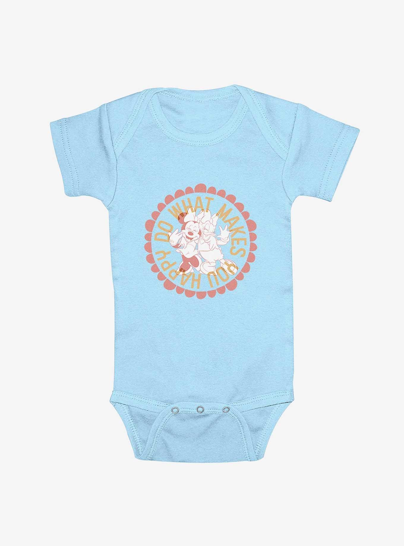 Disney Mickey Mouse Minnie & Daisy Do What Makes You Happy Infant Bodysuit, LT BLUE, hi-res