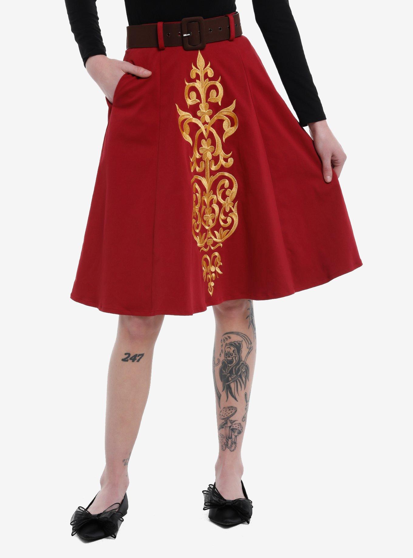 MRZ asymmetric pleated midi skirt - Red