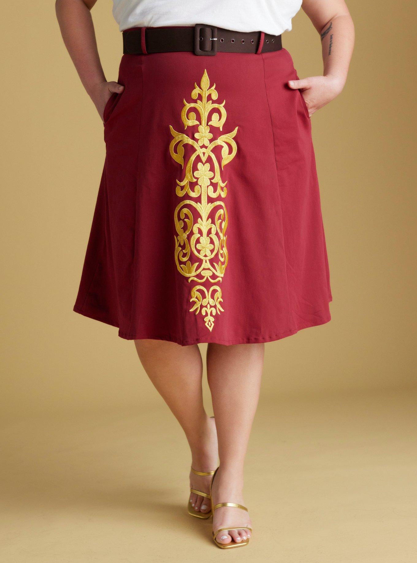 Her Universe Star Wars Queen Amidala Retro Skirt Plus Size Her Universe Exclusive, BURGUNDY, hi-res