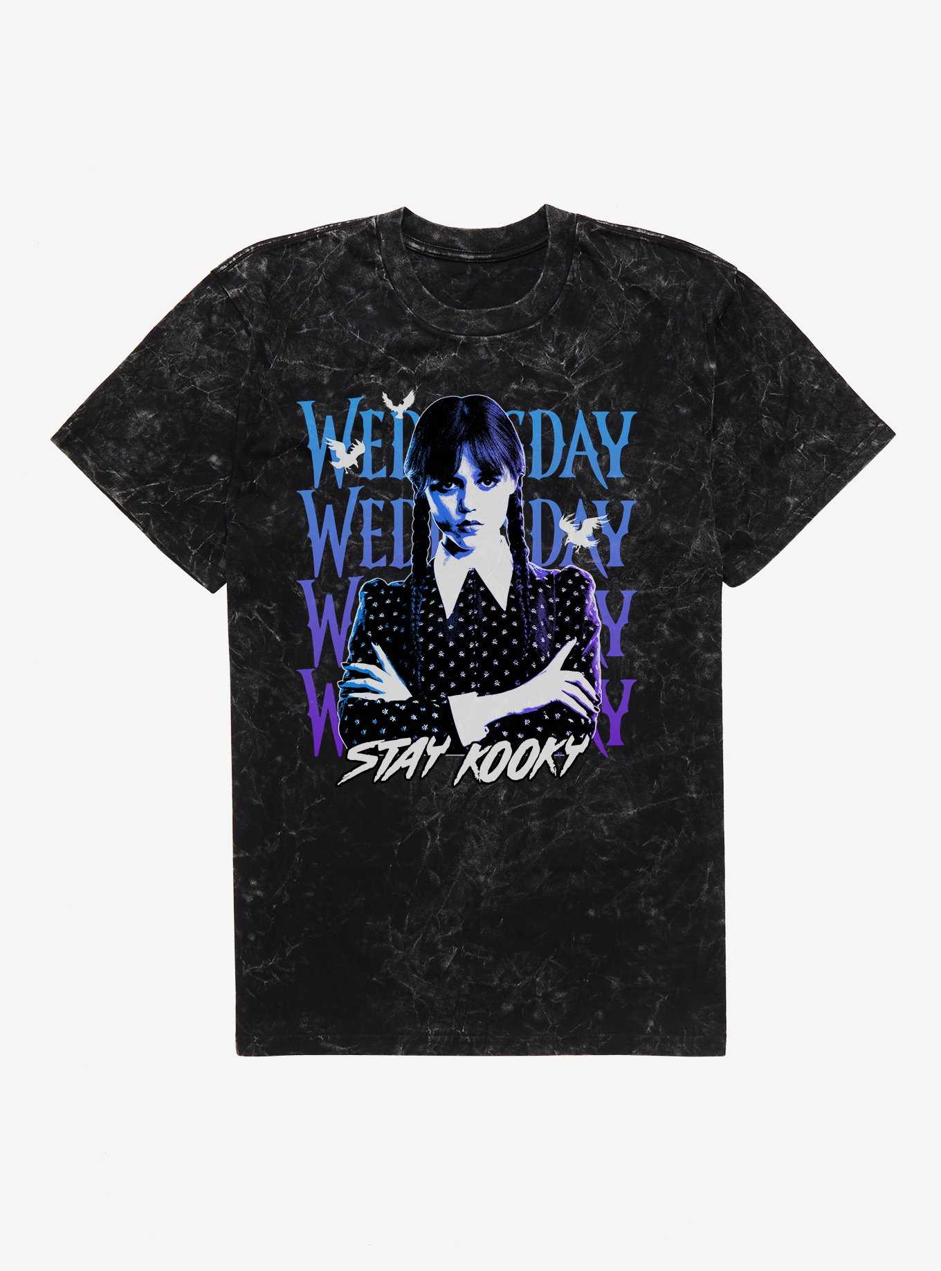 Wednesday Stay Kooky Mineral Wash T-Shirt, , hi-res