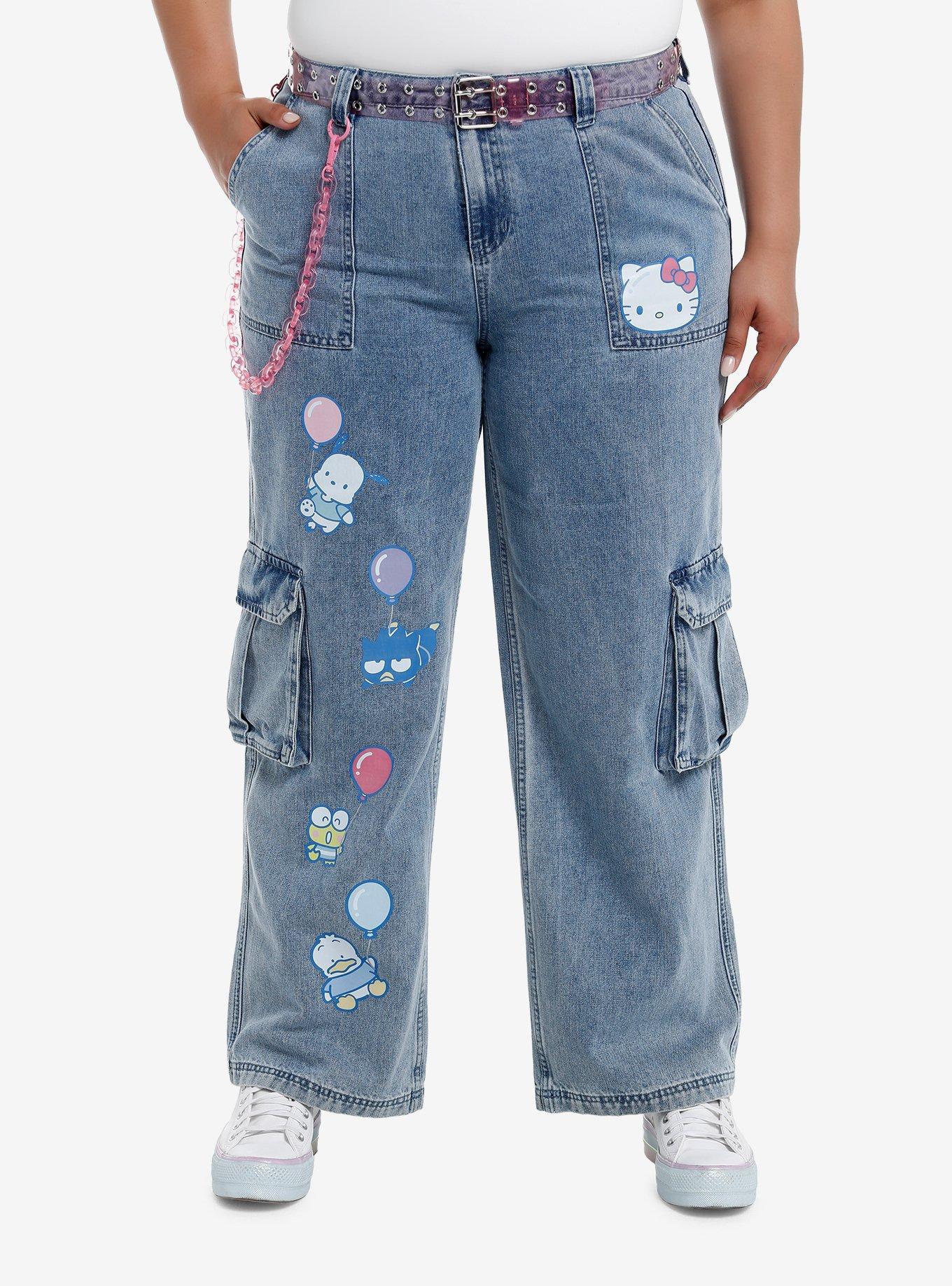 Hello Kitty And Friends Balloon Denim Cargo Pants Plus Size, MULTI, hi-res