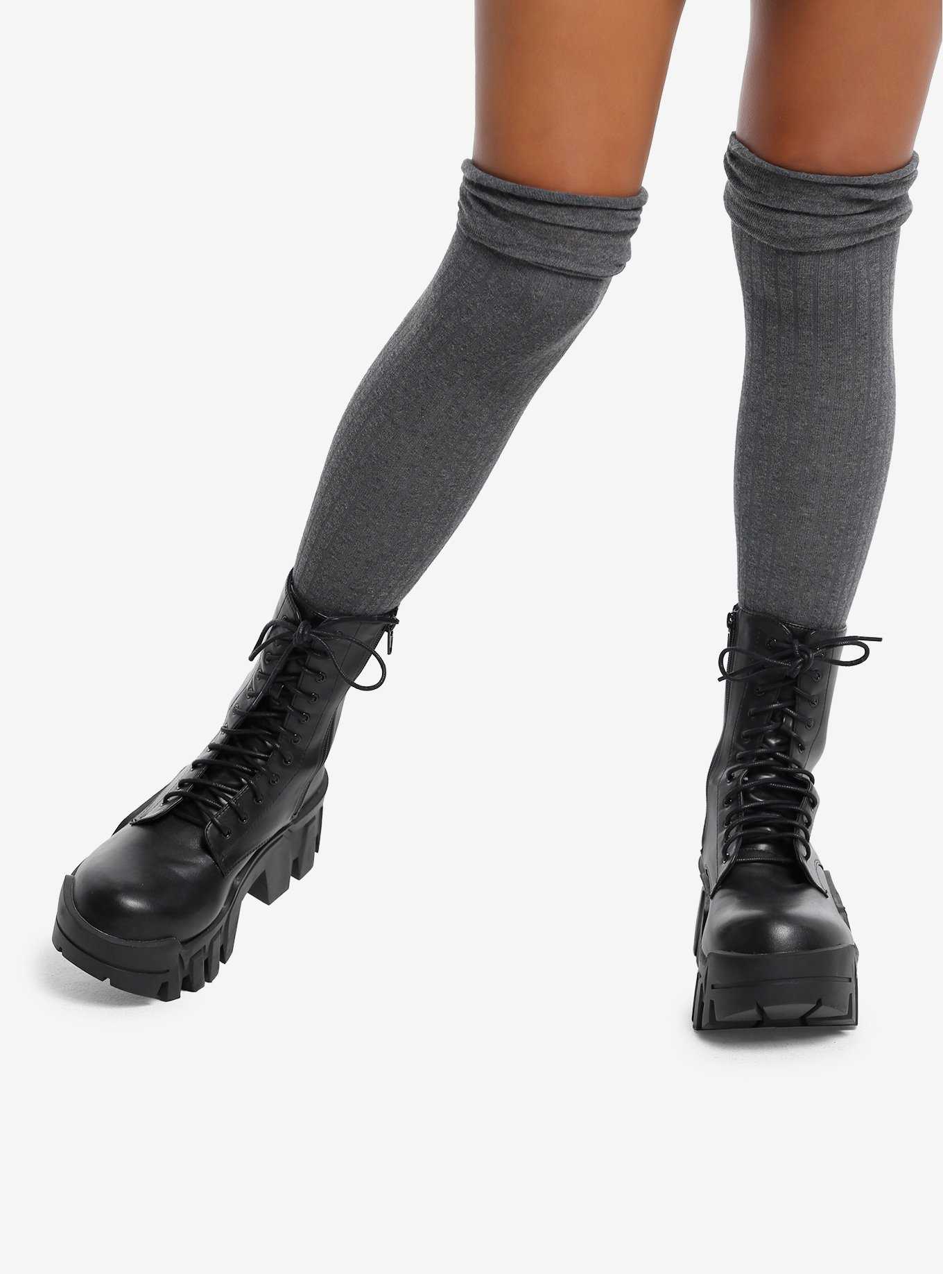 Grey Knee-High Socks, , hi-res