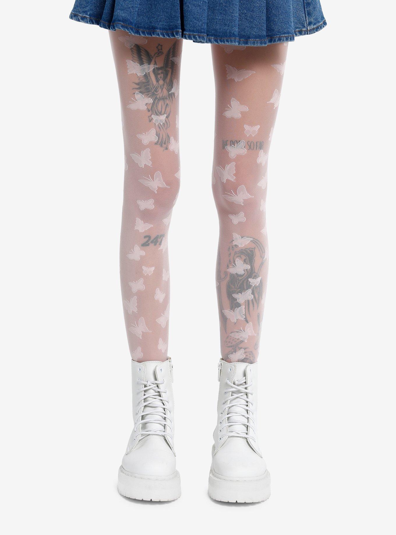 Pink Butterfly Toss Tights | Hot Topic