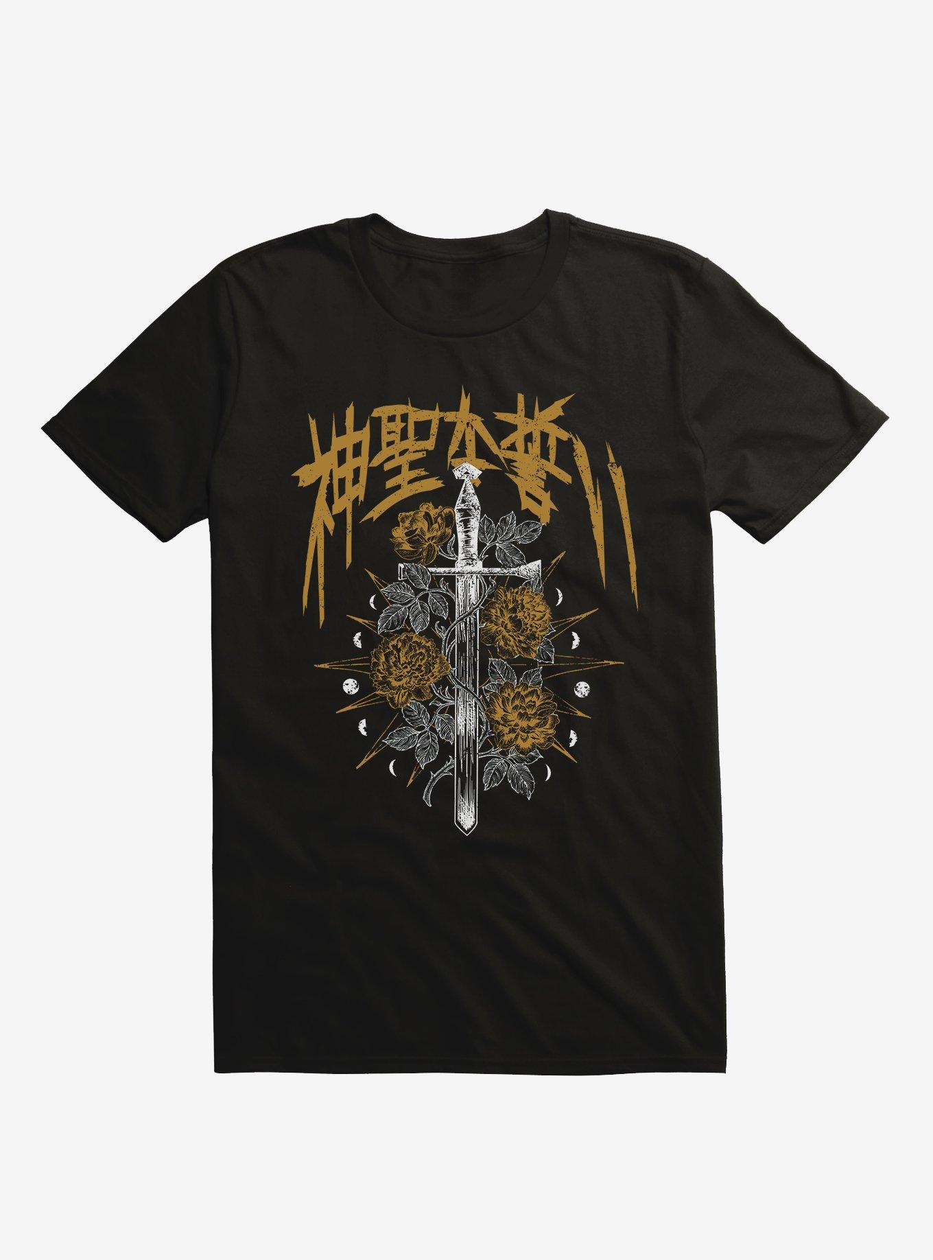 Sword With Roses T-Shirt, BLACK, hi-res
