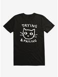 Trying & Failing Cat T-Shirt By Trufflepig, BLACK, hi-res