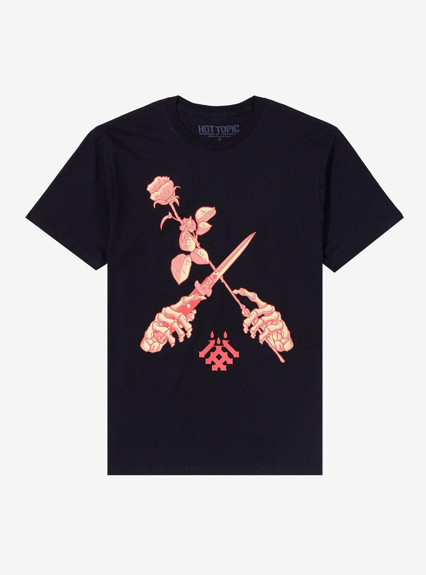Skeleton Rose Lovesick T-Shirt By M.M.Muench, BLACK, hi-res
