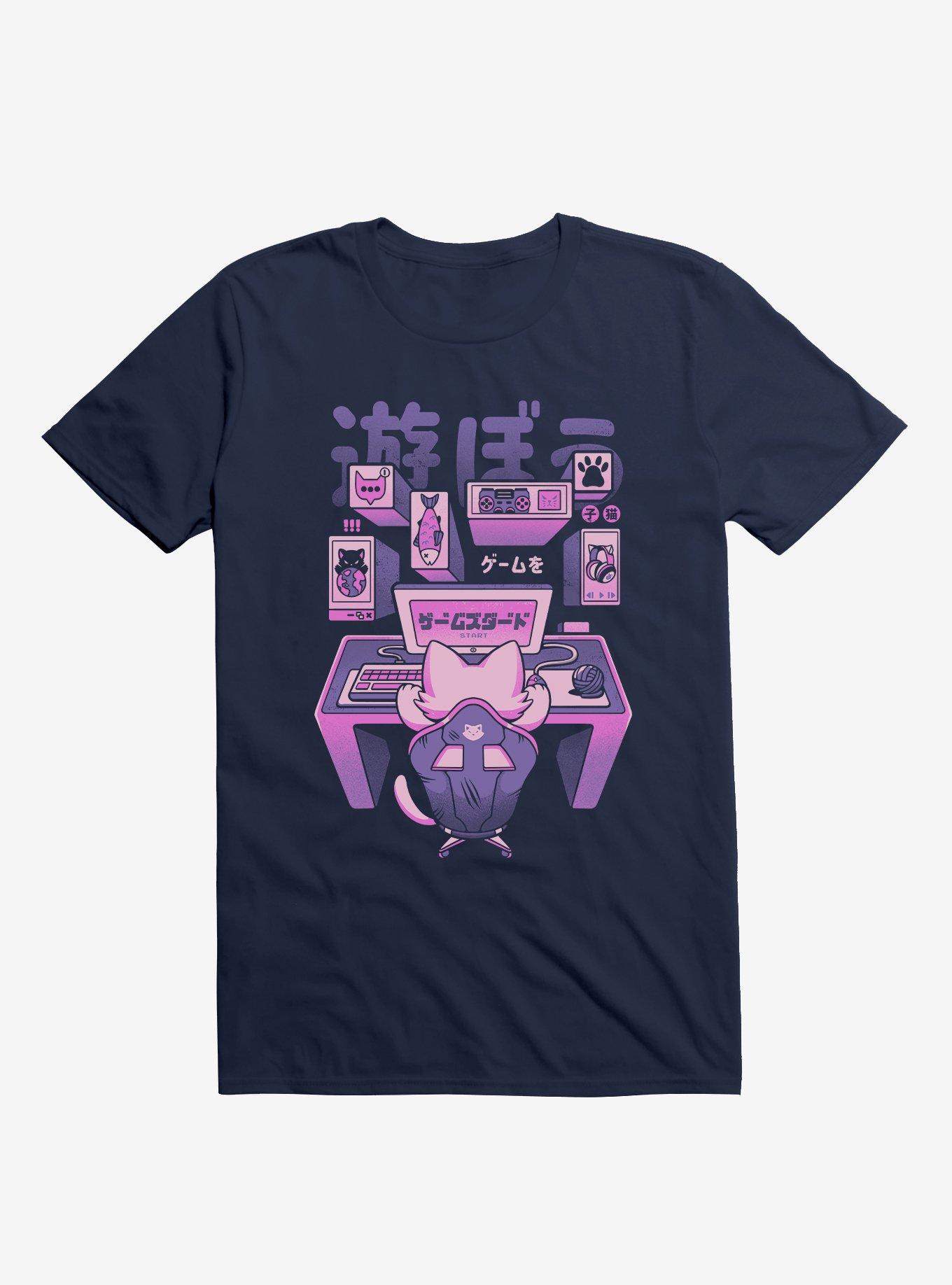 Gamer Cat T-Shirt By EduEly, BLACK, hi-res