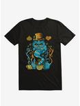 Cheshire Cat Tea Time T-Shirt By Letterq, BLACK, hi-res