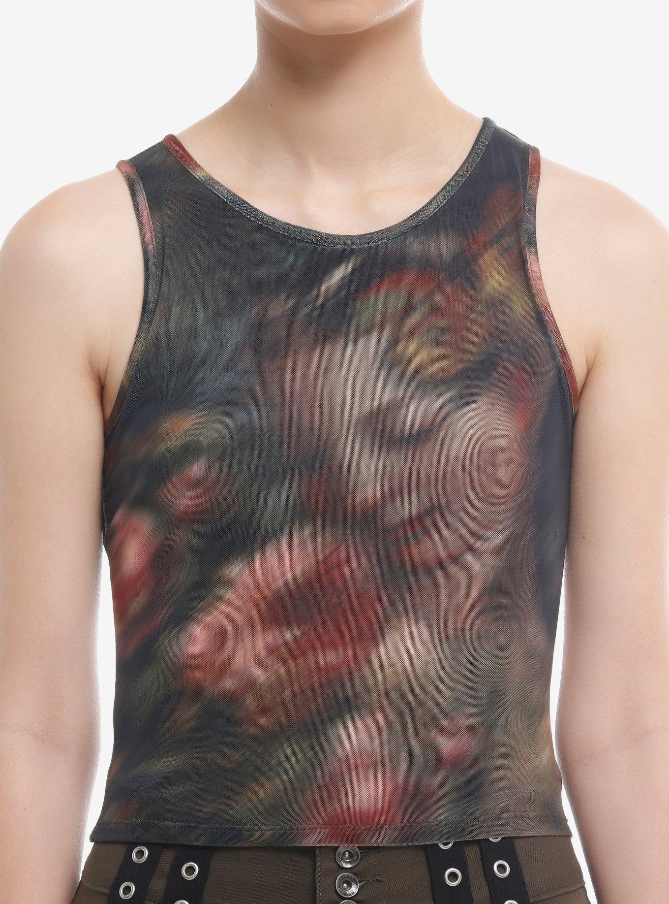 Renaissance Maiden Floral Mesh Girls Tank Top, BLACK, hi-res