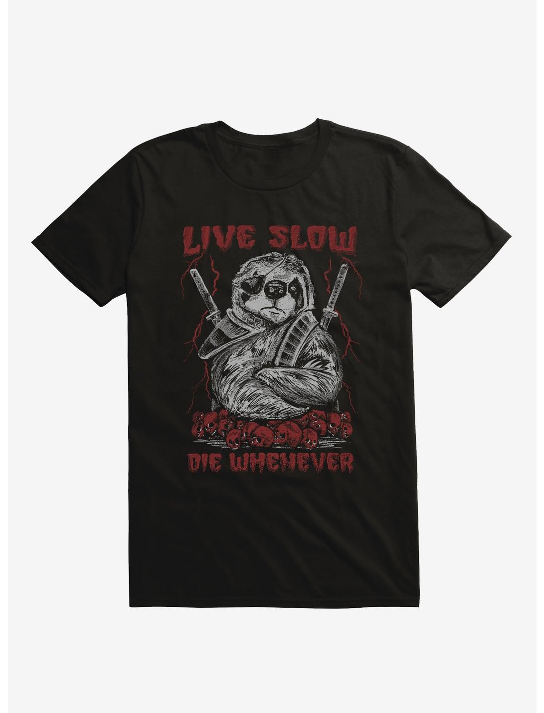 Live Slow Die Whenever Sloth T-Shirt, BLACK, hi-res