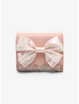 Pink Lace Bow Mini Wallet, , hi-res