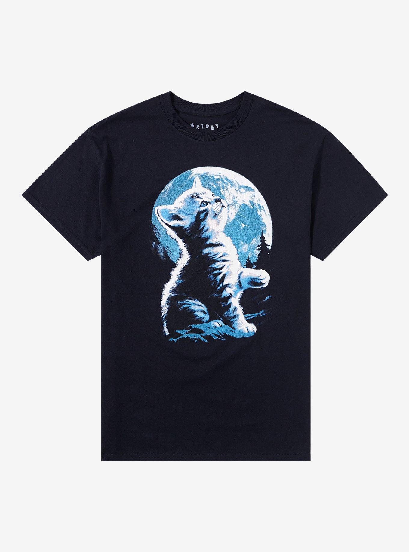 Kitten Moon T-Shirt By Friday Jr, BLACK, hi-res