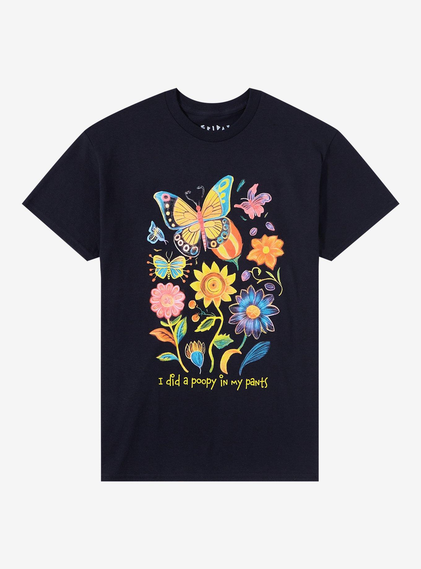Flower Butterfly Poop T-Shirt By Friday Jr, , hi-res