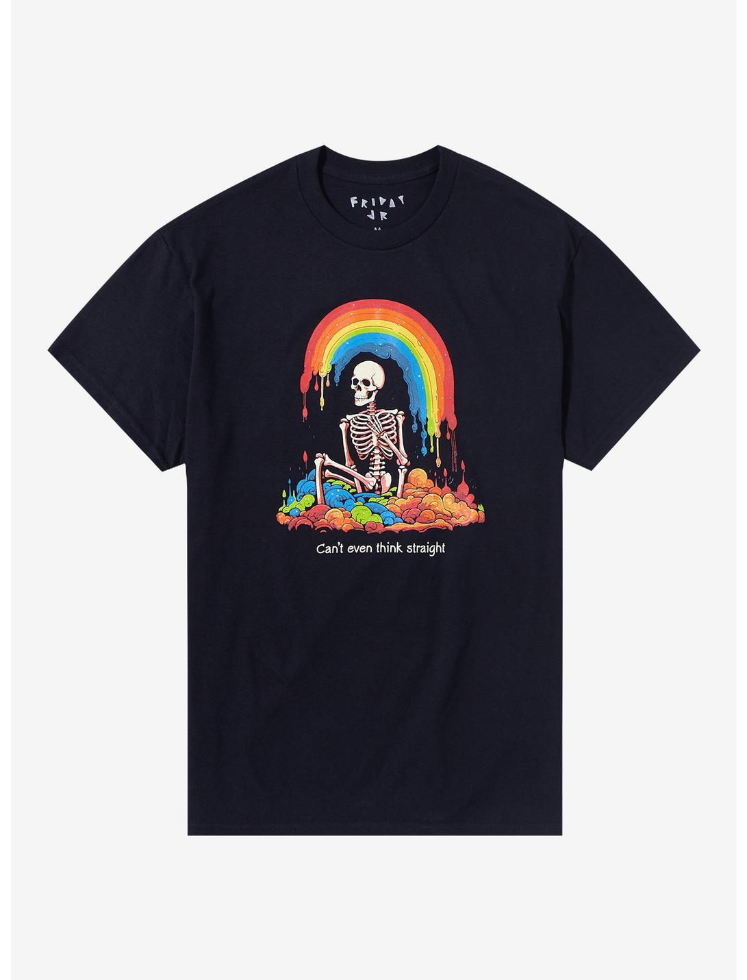 Skeleton Can't Think Straight T-Shirt by Friday Jr., BLACK, hi-res