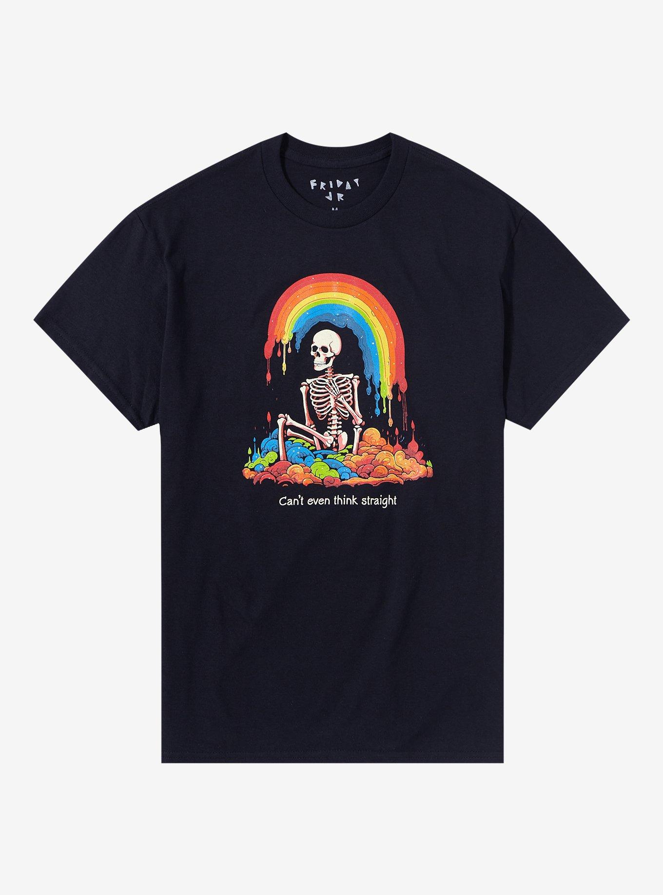 Skeleton Can't Think Straight T-Shirt by Friday Jr., BLACK, hi-res